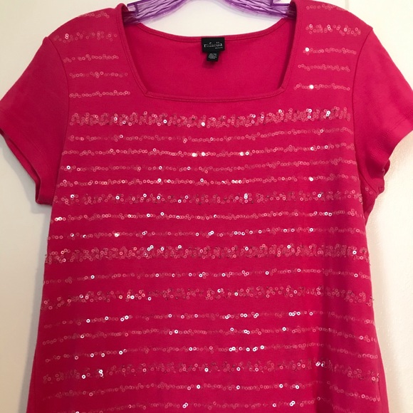 Rafaella sequined top with square neckline. EUC - Picture 6 of 13